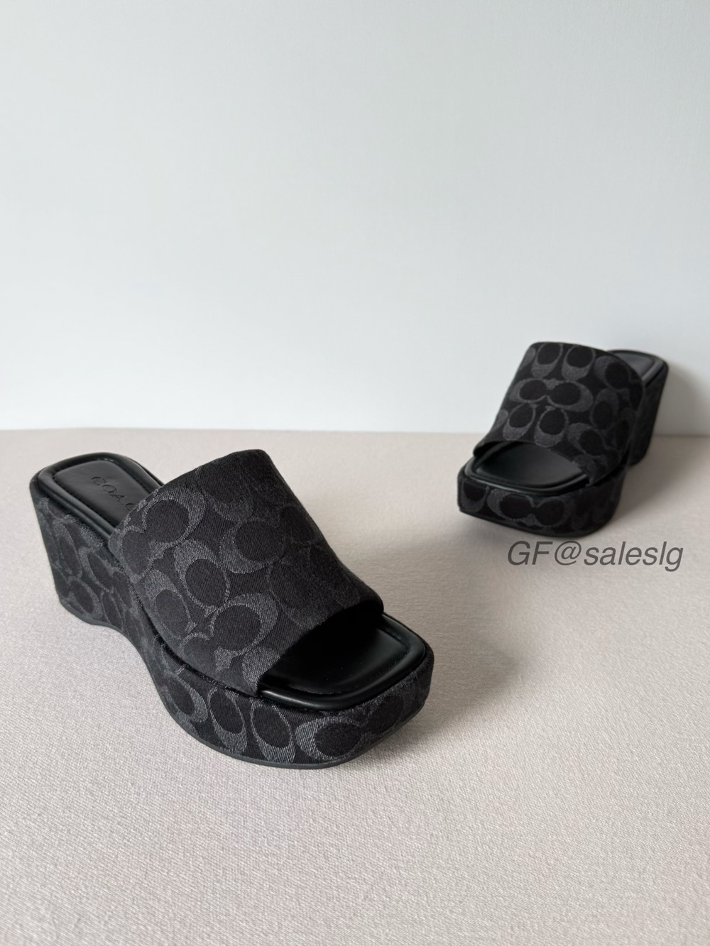 NWT Coach Phoebe Platform Sandals In Signature Denim Black CDG81 Size 9
